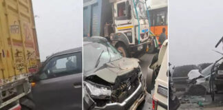 నోయిడా ఎక్స్ప్రెస్వేపై పొగమంచు.. పదుల సంఖ్యలో వాహనాలు ఢీ |