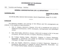 తెలంగాణలో పలువురు ఐఏఎస్ అధికారుల బదిలీలు