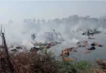 పుంగనూరు నియోజకవర్గం :గడ్డి లోడ్ లారీకి అగ్నిప్రమాదం