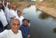 నంగునూరు మండలం కాళేశ్వరం కాలువలో గోదావరి జలాల