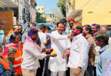 హోలీ సంబరాల్లో కంటోన్మెంట్ ఎమ్మెల్యే శ్రీ గణేష్.|